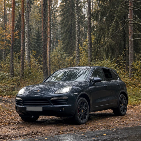 Porsche Cayenne на лесной дороге